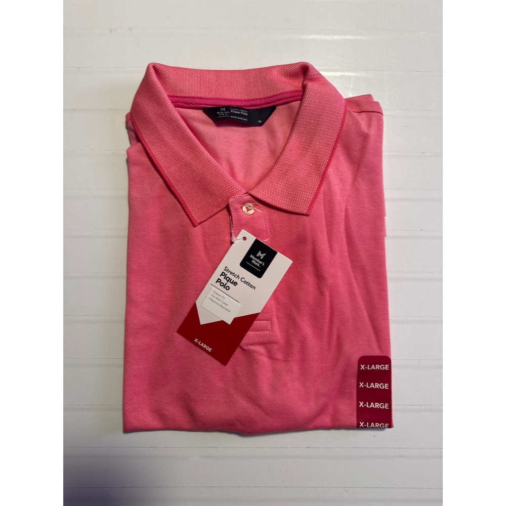 Members Mark Mens Pink Stretch Cotton Pique Polo‎ Shirt Classic Fit XL NWT - Picture 5 of 5